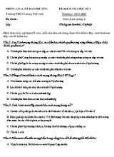 Đề kiểm tra học kì I môn Lịch sử Lớp 8 - Năm học 2021-2022